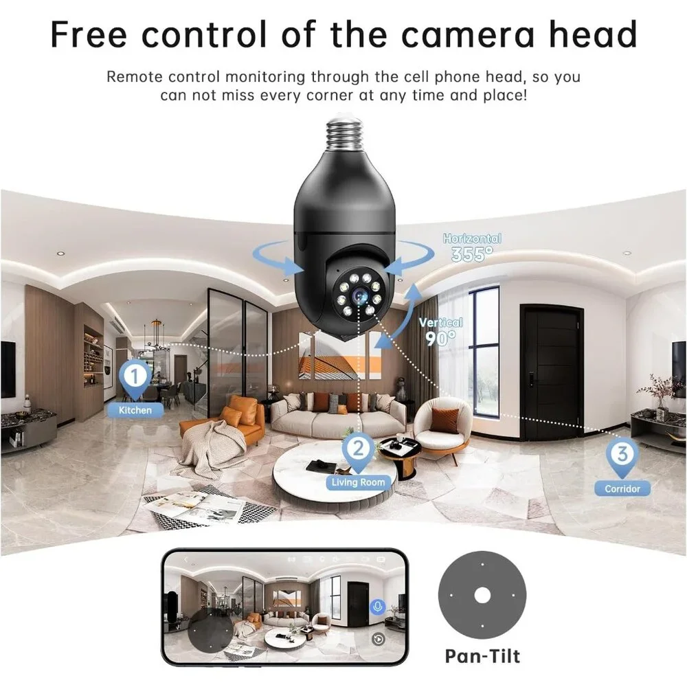 2K Light Bulb Security Camera Outdoor 2 Pack 5G/2.4GHz Wireless Motion Detection